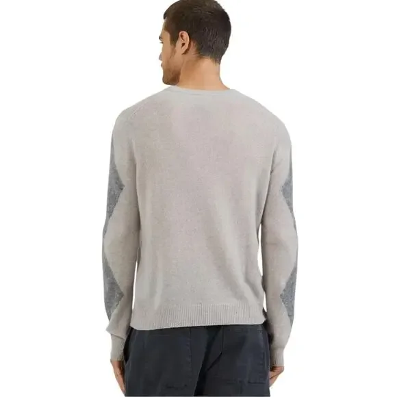 Anthony Thomas Melillo ATM XL NWT Mens Argyle Cashmere Crewneck Sweater Grey - Picture 5 of 6
